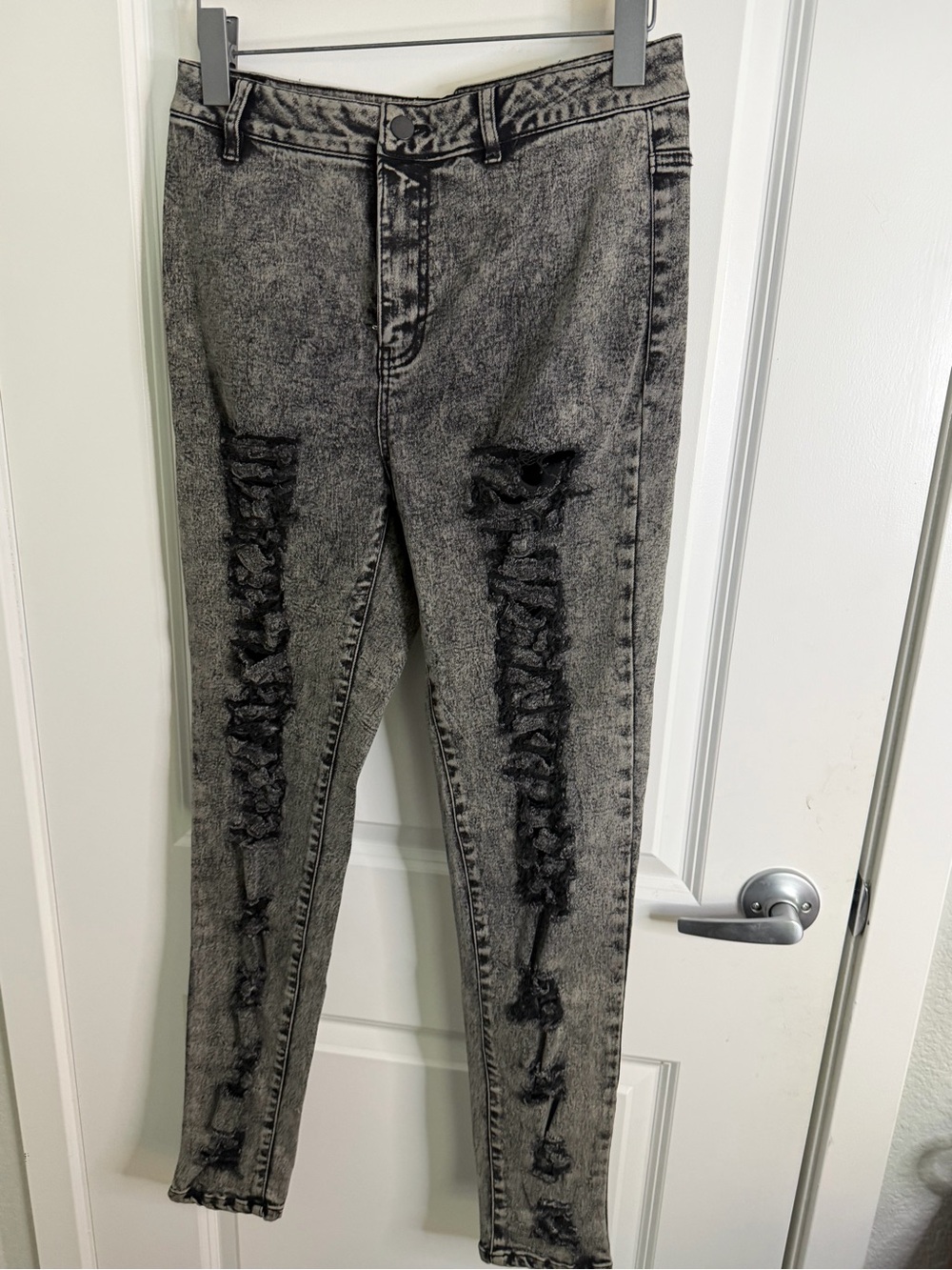 Dolls Kill Black Acid-Wash Ripped Skinny Jeans